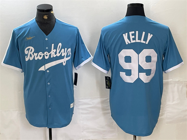 Men's Los Angeles Dodgers #99 Joe Kelly Light Blue Throwback Cool Base Stitched Baseball Jersey